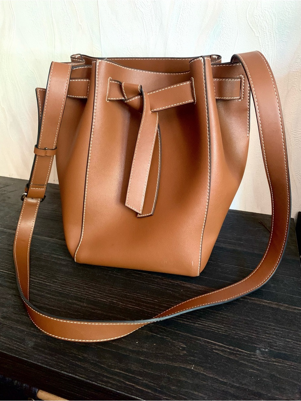 Classic Brown Bucket Shoulder Bag